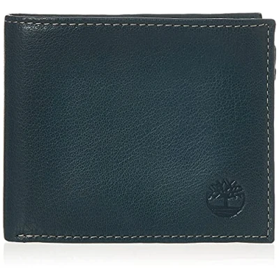 Afbeelding van Timberland Leer met Vastgemaakte Flip Zak Reizen Accessoire portemonnee Twee Kleppen Heren, Marineblauw (Blix), Leren aangebrachte klepzak
