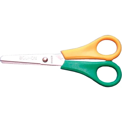 Afbeelding van Bouhon schaar Inox 14 cm, voor linkshandigen, geel/groen, met ronde punt