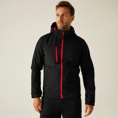 Afbeelding van Regatta Venturer 3 Layer Printable Hooded Softshell Jacket RG701 BLACK/CLASSIC RED L