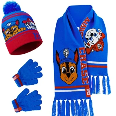 Afbeelding van Paw Patrol Set muts, sjaal en handschoenen voor jongens, Patrol, blauw, één maat, Blauw