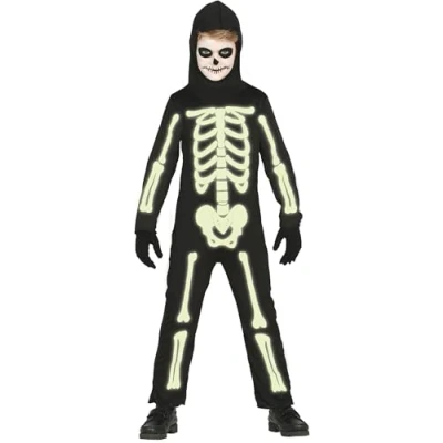 Afbeelding van Fiestas Guirca Glow in the dark skelet kind (7 9 jaar)