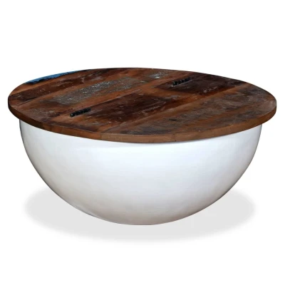 Afbeelding van Salontafel komvormig massief gerecycled hout wit