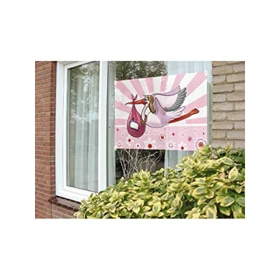 Afbeelding van Raamvlag ooievaar meisje