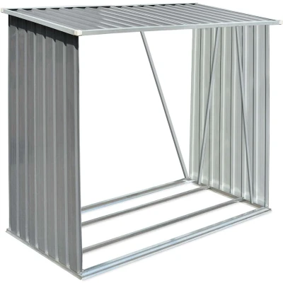 Afbeelding van Haardhoutschuur 163x83x154 cm gegalvaniseerd staal grijs