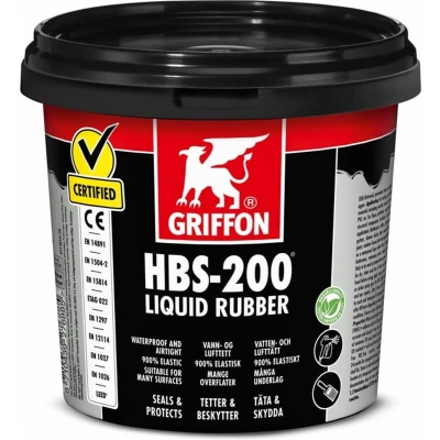 Afbeelding van Griffon hbs 200 liquid rubber 1 liter, zwart, pot