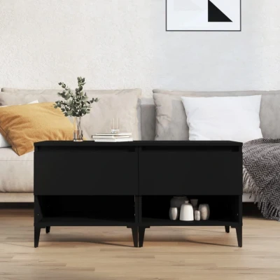 Afbeelding van Bijzettafels 2 st 50x46x50 cm bewerkt hout zwart