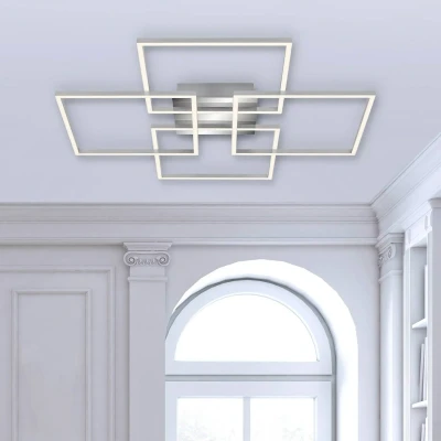 Afbeelding van Briloner Leuchten plafondlamp, plafondlamp dimbaar, incl. geheugenfunctie, 2 LED modules draaibaar, 57 Watt, 4.800 lumen, 3.000 Kelvin, chroom aluminium