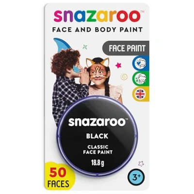 Afbeelding van Snazaroo Verf voor gezicht en lichaam, make up vermomming, kinderen volwassenen, blisterverpakking 18 ml, kleur: zwart