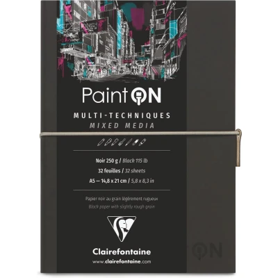 Afbeelding van Clairefontaine Paint&#039;ON travel journal mixed media Zwart papier