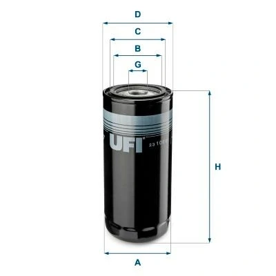 Afbeelding van UFI 23.106.01 Oliefilter 1 12 UNF Met een terugloopbeveiligingskleppen Opschroeffilter DAF: F 1100