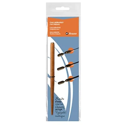Afbeelding van Brause Clairefontaine 16005B pennenzak + 3 kalligrafieveren (1/2/3 mm)