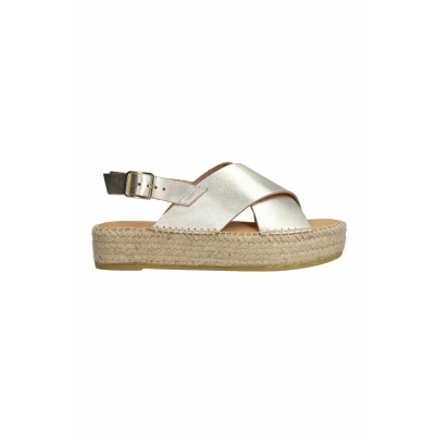 Afbeelding van Sacha Dames Gouden leren plateau sandalen Maat 36