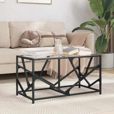 Afbeelding van Salontafel met transparant glazen blad 78,5x40x41 cm staal