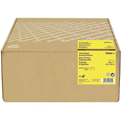 Afbeelding van Avery Zweckform Rol met etiketten 103 x 199 mm Thermisch papier Wit 700 stuk(s) Permanent TD8060 25 Verzendetiketten, A