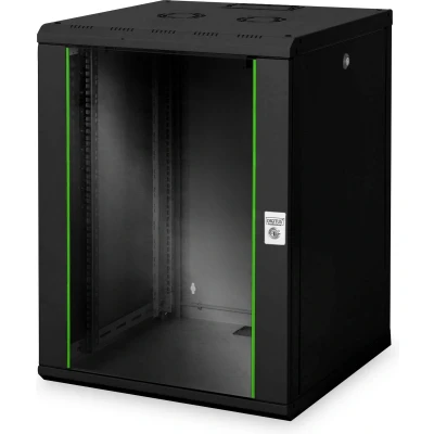 Afbeelding van Digitus DN 19 16U 6/6 SW 19inch wandkast (b x h d) 600 820 mm 16 HE Zwart, Zwart (RAL 9005)