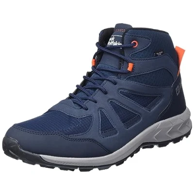 Afbeelding van Jack Wolfskin Woodland Texapore MID M Outdoorschoenen, Heren, Maat: 39.5, Dark blue / red Kunststof
