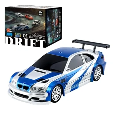 Afbeelding van SHOYDID RC elektrische mini raceauto met lichtset schaal 1/43 2,4 G volledige proportioneel (RTR/blauw en wit)