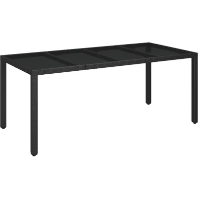 Afbeelding van vidaXL Tuintafel met glazen blad 190x90x75 cm poly rattan zwart