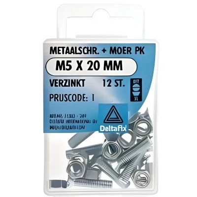 Afbeelding van M.schroef moer pk m5x20mm 12st Deltafix