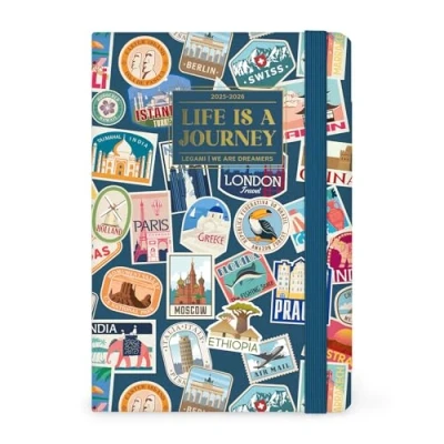 Afbeelding van LEGAMI AGENDA 2025 2026 16mnd WEEK + NOTITIE HARDCOVER TRAVEL STICKERS