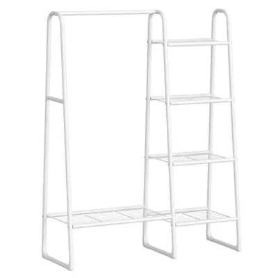 Afbeelding van SONGMICS Kledingrek, kledingkast, 5 planken, metalen frame, 40 x 101,7 153,3 cm, voor slaapkamer, woonkamer, entree, mat wit HSR138W01