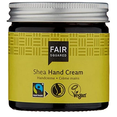 Afbeelding van FAIR SQUARED Sensitive Shea Handcrème, 50 ml, handverzorging voor de gevoelige huid, met Fairtrade sheaboter, veganistische natuurlijke cosmetica, zero waste in glazen pot