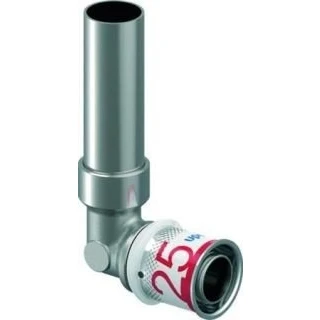 Afbeelding van Uponor S Press Plus perskoppeling Ø25x22 CU knie 250mm verchroomd. Artikelnr: 1070680