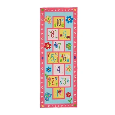 Afbeelding van Relaxdays speelkleed hinkelbaan kindervloerkleed 179 x 67 cm speeltapijt hinkelspel