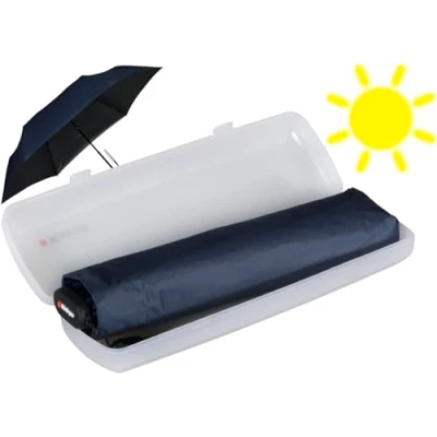 Afbeelding van Knirps Ultra US.050 Slim Manual Zakparaplu Ultralicht en plat Stormbestendig Winddicht 21 cm, Marineblauw/zwart met hoes, uv hittebescherming