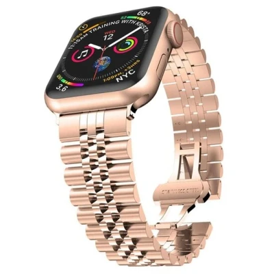 Afbeelding van Apple watch Metalen schakelband Rosé goud Geschikt voor 38mm / 40mm 41mm