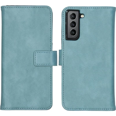Afbeelding van iMoshion Hoesje Geschikt voor Samsung Galaxy S21 FE Met Pasjeshouder Luxe Bookcase Lichtblauw