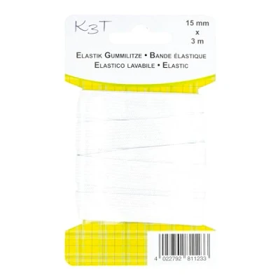 Afbeelding van K3T 81123 Elastisch rubbergaren, 15 mm x 3 m, kleur: wit