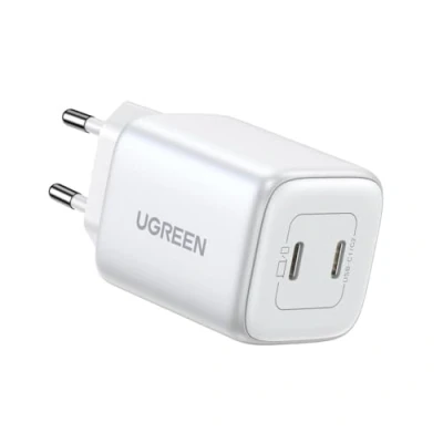 Afbeelding van GaN snellader 2 x USB C 45W QC PD Ugreen CD294 wit