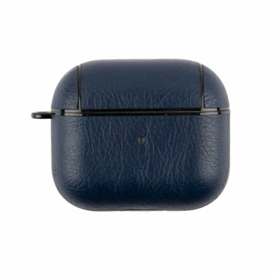 Afbeelding van AirPods 3 hoesje Leder Leather series Blauw Bescherming voor uw