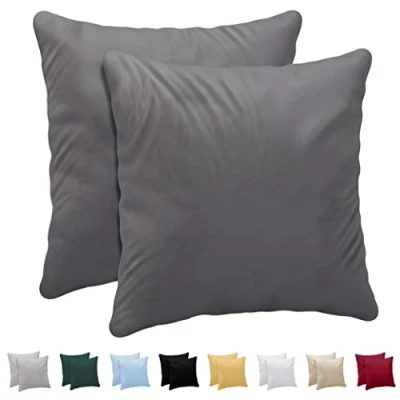 Afbeelding van Kussensloop, 40 x cm, 100% jersey katoen, 150 g/m², antraciet, met ritssluiting, Twinzen kussensloop Oeko Tex gecertificeerd, zacht en ademend