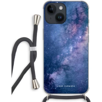 Afbeelding van Case Company® hoesje met Koord geschikt voor iPhone 14 Nebula Telefoonhoesje Zwart Extra Bescherming aan alle Kanten en Over de Schermrand
