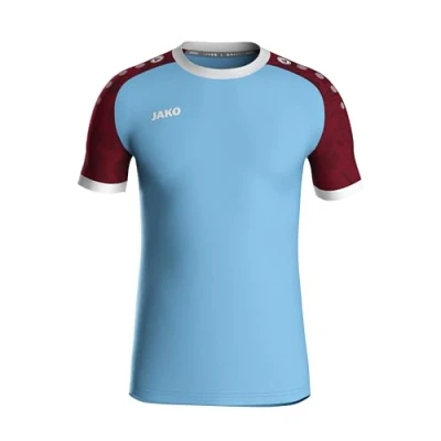 Afbeelding van JAKO Shirt Iconic KM zachtblauw/wijnrood 116 / 128