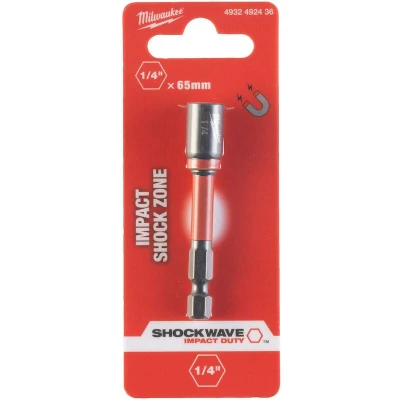 Afbeelding van MILWAUKEE 4932492436 SHOCKWAVE slagdop magnetisch 1/4&quot; x 65 mm