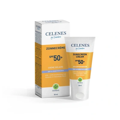 Afbeelding van 2x Celenes Herbal Zonnebrandcreme SPF 50+ Gevoelige en Droge Huid 50 ml