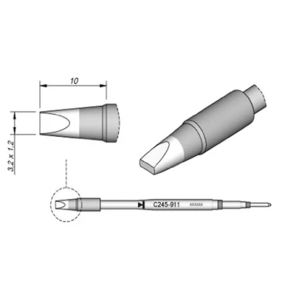 Afbeelding van JBC Tools soldeerpunt Beitelvorm Grootte 3.2 mm Lengte soldeerpunt: 10 Inhoud: 1 stuk(s)