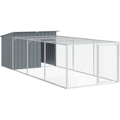 Afbeelding van vidaXL Hondenhok met ren 153x396x110 cm gegalvaniseerd staal antraciet