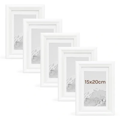 Afbeelding van WOLTU Fotolijst Artos Style 15 x 20 cm, houten lijst met glas, decoratie voor in huis, 5 stuks wit 9419