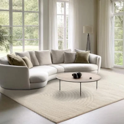 Afbeelding van the carpet Elisa, moderne woonkamer vlorkleed, geometrisch ontwerp, hoge pooldichtheid, Crème, 200 x 280 cm