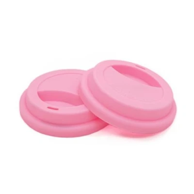 Afbeelding van 2 stuks herbruikbare siliconen deksels voor koffiekopjes, lekvrij, roze