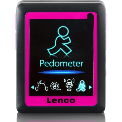 Afbeelding van Lenco PODO 152 Pink MP3/4 Speler met stappenteller en 4GB Roze Black