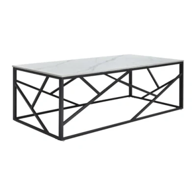 Afbeelding van Pascal Morabito Salontafel van keramiek en metaal Wit zwart marmereffect MELRONE