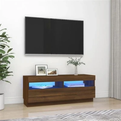 Afbeelding van Tv meubel met LED verlichting 100x35x40 cm bruineikenkleurig