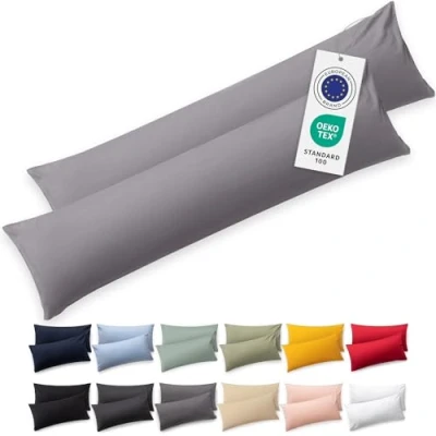 Afbeelding van Blumtal Set Van 2 Kussenslopen Superzachte Premium Jersey Kussenhoes 100% Katoen 40 x 145 cm Grijs