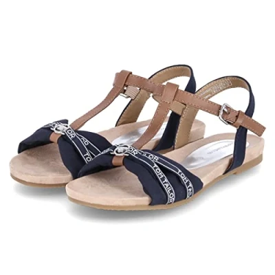 Afbeelding van TOM Tailor Sandalen, Dames, Maat: 39, Blau Textiel/ synthetisch