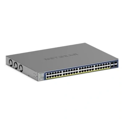 Image de NETGEAR Smart GS752TXP V3 commutateur L3 Lite intelligent 48 x 10/100/1000 (PoE+) + 4 SFP+ de bureau, Montable sur rack PoE+ (380 W)